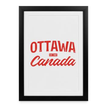 Ottawa Canada Retro Script Rouge - Affiche encadrée (27 × 37 cm) - noir - Devant