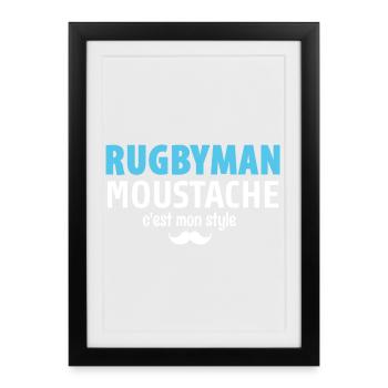 Rugby Moustache Style Statement - Affiche encadrée (27 × 37 cm) - noir - Devant