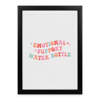 Bouteille d’eau de soutien émotionnel - Affiche encadrée (27 × 37 cm) - noir - Devant