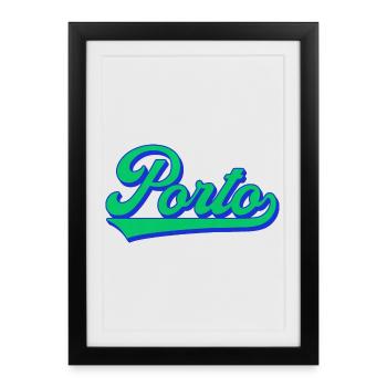 Porto Neon Script Rétro - Affiche encadrée (27 × 37 cm) - noir - Devant