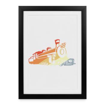 Locomotive à vapeur d’époque - Affiche encadrée (27 × 37 cm) - noir - Devant