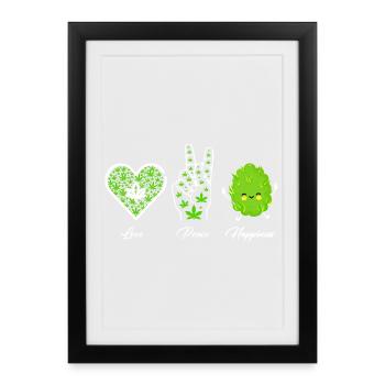 Amour, Paix et Bonheur - Affiche encadrée (27 × 37 cm) - noir - Devant