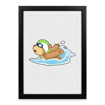 Bear Swimming Goggles Summer - Framed poster (27 × 37 cm) - black - Front
