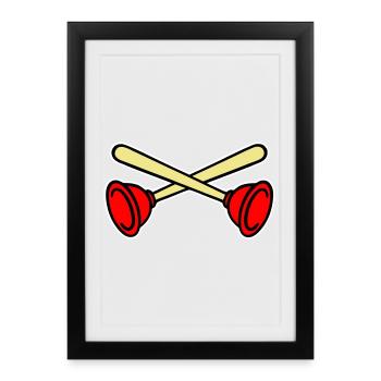 Pömpel gekreuzt - Gerahmtes Poster (27 × 37 cm) - Schwarz - Vorne