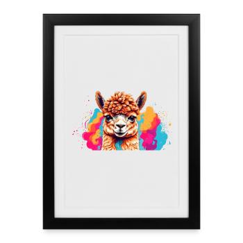 Explosion de couleur de lama - Affiche encadrée (27 × 37 cm) - noir - Devant