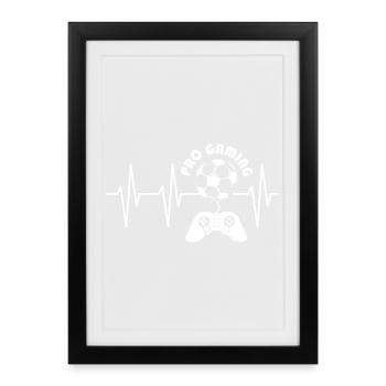 pro gaming heartbeat pulse soccer gamer icon logo - Framed poster (27 × 37 cm) - black - Front