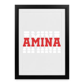 t-shirt Amina t-shirt idée cadeau texte empilé - Affiche encadrée (27 × 37 cm) - noir - Devant