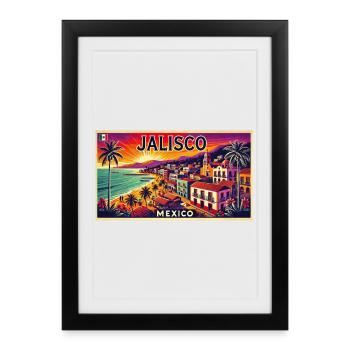 Design de palmier de plage Jalisco Mexico - Affiche encadrée (27 × 37 cm) - noir - Devant