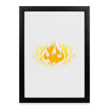 Symbole de la flamme rayonnante – design puissant - Affiche encadrée (27 × 37 cm) - noir - Devant