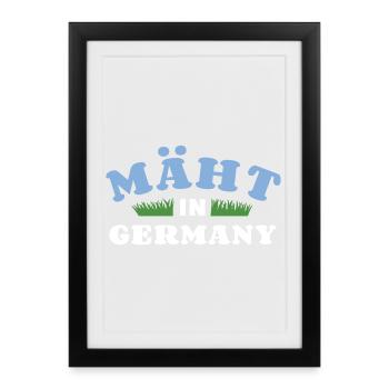 Mäht in Germany - Rasenmäher - Mähen - Wortspiel - Gerahmtes Poster (27 × 37 cm) - Schwarz - Vorne
