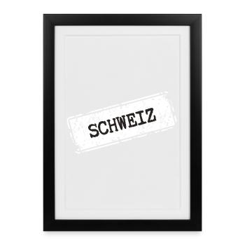 Conception de timbres en Suisse - Affiche encadrée (27 × 37 cm) - noir - Devant