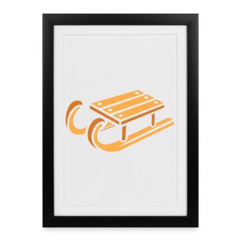 Winter Sleigh Cartoon Style - Framed poster (27 × 37 cm) - black - Front
