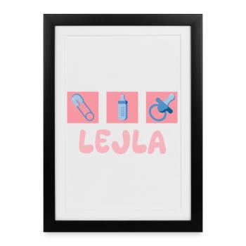 Lejla comme sucette - Affiche encadrée (27 × 37 cm) - noir - Devant