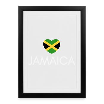 Cœur avec drapeau jamaïcain, fierté jamaïcaine - Affiche encadrée (27 × 37 cm) - noir - Devant