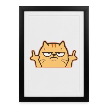 Middle Finger Cat - Framed poster (27 × 37 cm) - black - Front