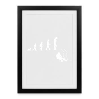 Evolution vom Baby zum Downhill Ski Fahrer - Gerahmtes Poster (27 × 37 cm) - Schwarz - Vorne