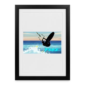 Le kitesurf - Affiche encadrée (27 × 37 cm) - noir - Devant