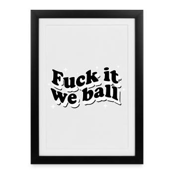 Fuck It We Ball - Retro Stars White - Affiche encadrée (27 × 37 cm) - noir - Devant