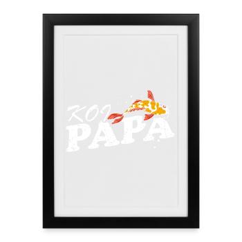 Koi Papa Étang Drôle Papa Éleveur de Poissons Fierté - Affiche encadrée (27 × 37 cm) - noir - Devant