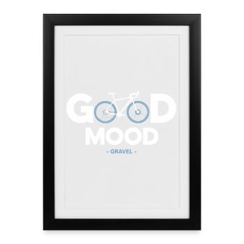 Vélo velo good mood sport cycliste gravel - Affiche encadrée (27 × 37 cm) - noir - Devant
