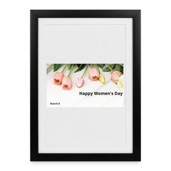 Happy Women's Day Pink Tulips - Framed poster (27 × 37 cm) - black - Front
