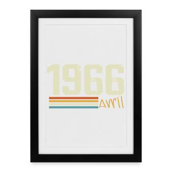 Né en avril 1966 - Affiche encadrée (27 × 37 cm) - noir - Devant
