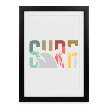 Surf Surfen Surfer - Affiche encadrée (27 × 37 cm) - noir - Devant