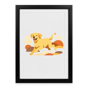 Happy Labrador Dog Illustration for Dog Lovers - Framed poster (27 × 37 cm) - black - Front