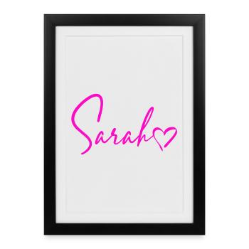 Sarah signature Rose Néon - Affiche encadrée (27 × 37 cm) - noir - Devant