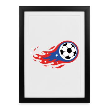 Football Soccer USA Fireball Comet Fan Shirt - Framed poster (27 × 37 cm) - black - Front