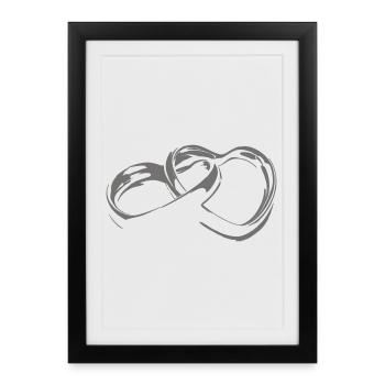 Rings, heart - Framed poster (27 × 37 cm) - black - Front