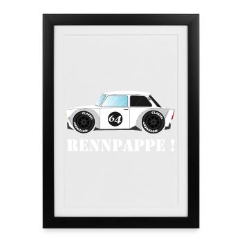 DDR Trabi - Rennpappe als Klassischer Rennwagen - Gerahmtes Poster (27 × 37 cm) - Schwarz - Vorne