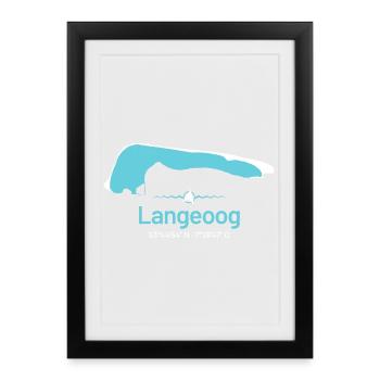 Langeoog | Carte de conception - Affiche encadrée (27 × 37 cm) - noir - Devant