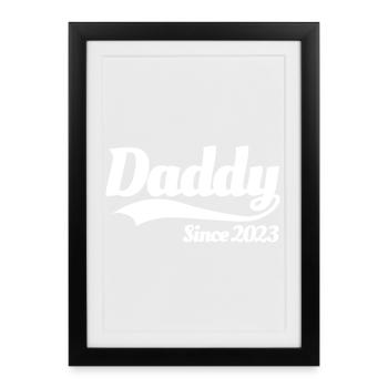 Papa depuis 2023 Père Grossesse Enceinte - Affiche encadrée (27 × 37 cm) - noir - Devant