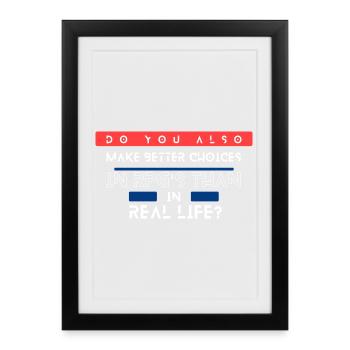 Choisir la vie et les RPG - Affiche encadrée (27 × 37 cm) - noir - Devant