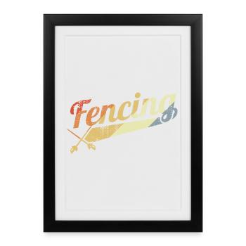 Escrime Look Vintage - Affiche encadrée (27 × 37 cm) - noir - Devant