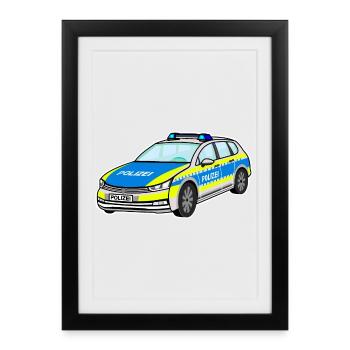 Voiture de police allemande, voiture de police, voiture de patrouille - Affiche encadrée (27 × 37 cm) - noir - Devant