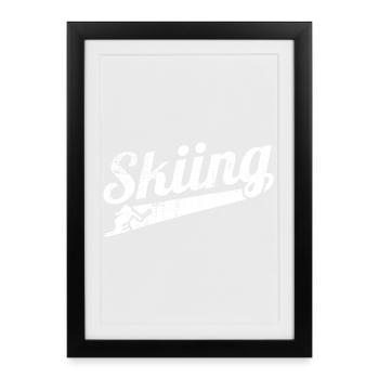 Skieur de compétition - Affiche encadrée (27 × 37 cm) - noir - Devant