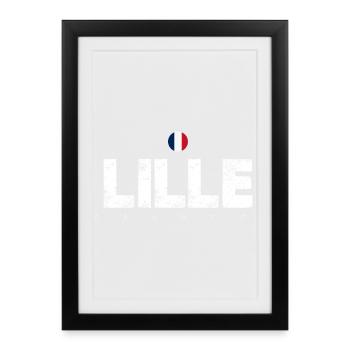 Lille France Distressed Typography - Framed poster (27 × 37 cm) - black - Front