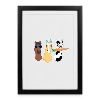 Funky Animal Design with Colorful Accessories - Framed poster (27 × 37 cm) - black - Front