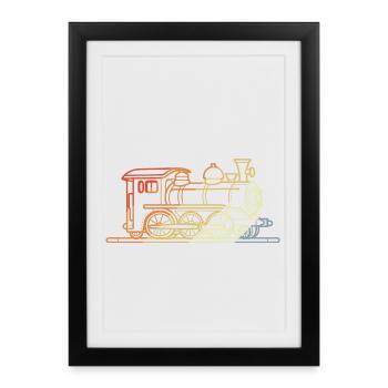 Croquis de chemin de fer Vintage - Affiche encadrée (27 × 37 cm) - noir - Devant