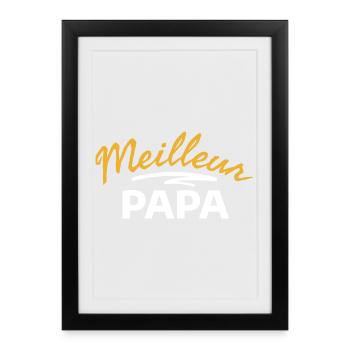meilleur papa cadeau famille - Affiche encadrée (27 × 37 cm) - noir - Devant