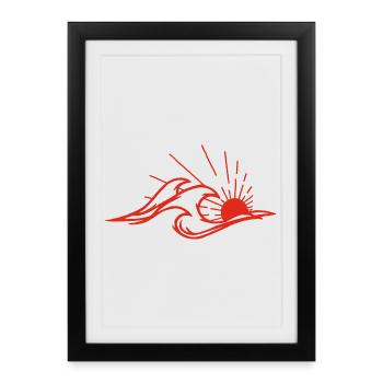 The waves and the red sun - Framed poster (27 × 37 cm) - black - Front