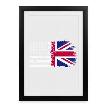 Grunge États-Unis Royaume-Uni Drapeau Mashup - Affiche encadrée (27 × 37 cm) - noir - Devant