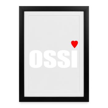 Ossi with heart red - Framed poster (27 × 37 cm) - black - Front
