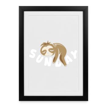 Dimanche paresseux bande dessinée drôle Icône de chemise du dimanche - Affiche encadrée (27 × 37 cm) - noir - Devant
