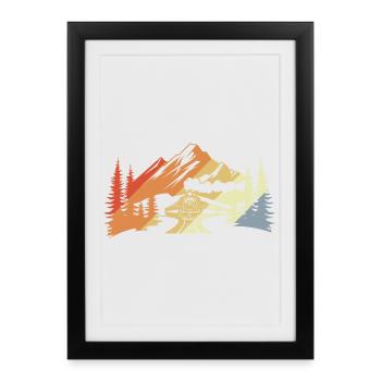 Dessin de chemin de fer rétro - Affiche encadrée (27 × 37 cm) - noir - Devant