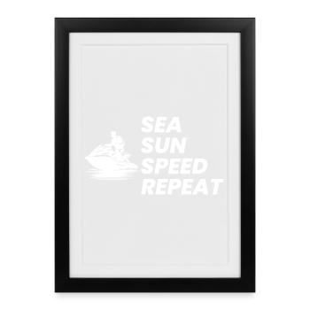 Funny Jet Ski Summer Speed Repeat  - Framed poster (27 × 37 cm) - black - Front