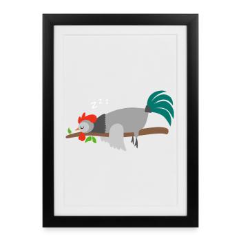 Coq Poulet Coq Poulets Coqs Pyjama T-shirt - Affiche encadrée (27 × 37 cm) - noir - Devant