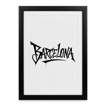 Lettrage de style graffiti de Barcelone - Affiche encadrée (27 × 37 cm) - noir - Devant